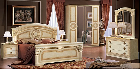 Σετ κρεβατοκάμαρας εκρού/χρυσό AIDA (AIV2 SET)