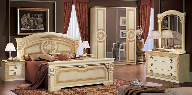 Σετ κρεβατοκάμαρας εκρού/χρυσό AIDA (AIV2 SET)ΚΡΕΒΑΤΟΚΑΜΑΡΑ ΣΕΤ
