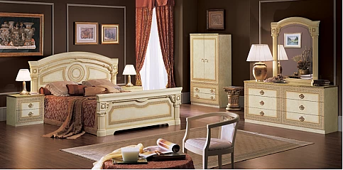 Σετ κρεβατοκάμαρας εκρού/χρυσό AIDA (AIV SET)