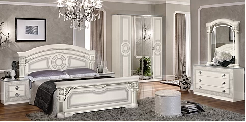 Σετ κρεβατοκάμαρας λευκό-ασημί AIDA (AIW5 SET)