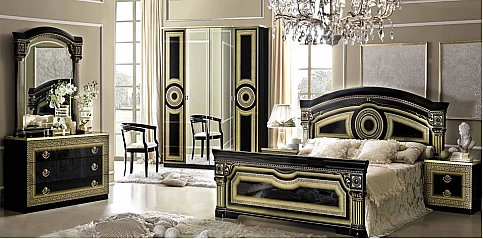 Σετ κρεβατοκάμαρας AIDA μαύρο-χρυσό (AIS1 SET)