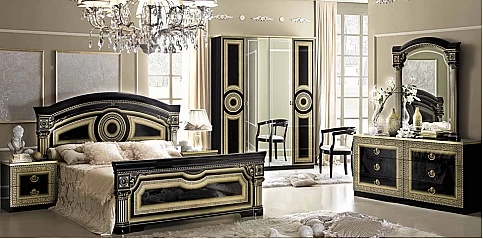 Καθρέφτης κλασικός σε μαύρο-χρυσό AIDA (AIBL)