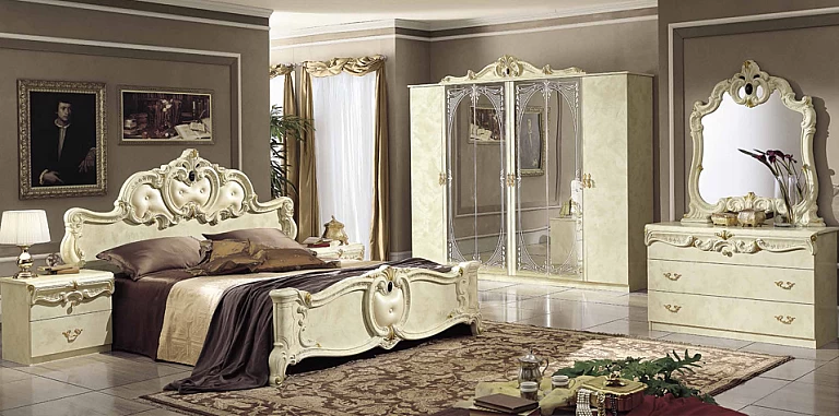 Κρεβάτι king size Ιταλίας BAROCCO εκρού (197Χ200) (BAR3)- ΚΡΕΒΑΤΙΑ ΥΠΕΡΔΙΠΛΑ