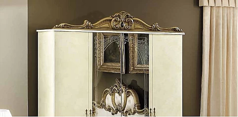 Ντουλάπα τετράφυλλη εκρού-χρυσό BAROCCO (BRIG4) 