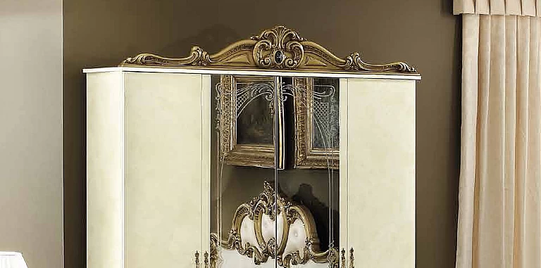 Ντουλάπα τετράφυλλη εκρού-χρυσό BAROCCO (BRIG4)  ΝΤΟΥΛΑΠΕΣ