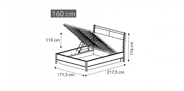 Κρεβάτι διπλό με αποθήκευση σε φινίρισμα καρυδιάς GIOTTO (DOKS1) ΚΡΕΒΑΤΙ