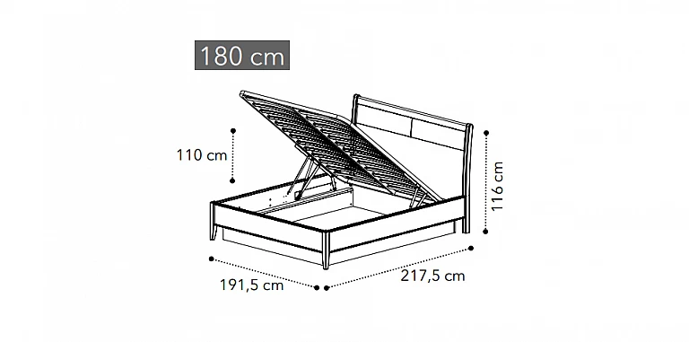 Κρεβάτι υπέρδιπλο με αποθήκευση σε φινίρισμα καρυδιάς GIOTTO (DOKS2) ΚΡΕΒΑΤΙ 