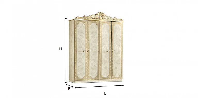 Ντουλάπα τετράφυλλη κλασική LEONARDO (LEO4) ΝΤΟΥΛΑΠΕΣ