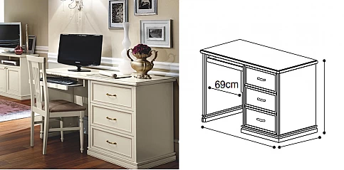 Γραφείο σε λευκή πατίνα NOSTALGIA (NOST2)