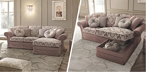 Καναπές γωνιακός κλασικός με αποθηκευτικό χώρο NOSTALGIA (NOST)