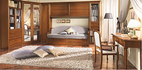 Καρεκλοπολυθρόνα ξύλινη NOSTALGIA καρυδί (NOSTW)