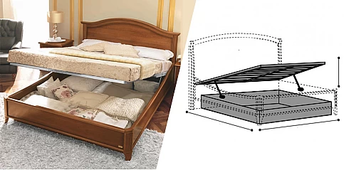 Κρεβάτι διπλό με αποθήκευση Ιταλίας NOSTALGIA (GKENS1) 