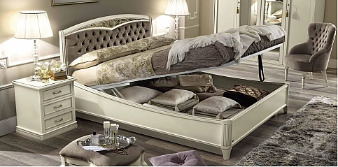 Κρεβάτι διπλό με αποθήκευση και καπιτονέ κεφαλάρι NOSTALGIA (NOS1)