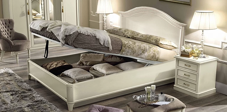 Κρεβάτι υπέρδιπλο με αποθήκευση NOSTALGIA σε λευκή πατίνα (GEND2-RIC) ΚΡΕΒΑΤΙ Κρεβάτι υπέρδιπλο με αποθήκευση NOSTALGIA σε λευκή πατίνα (GEND2-RIC) ΚΡΕΒΑΤΙ