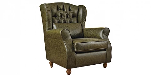 Πολυθρόνα Ιταλίας πράσινη με οικολογικό δέρμα NOSTALGIA (OFFI)