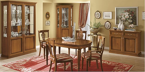 Τραπέζι τραπεζαρίας Ιταλίας (ΝOSTALGIA) σε φινίρισμα καρυδιάς επεκτεινόμενο (2μ-2.9μ)