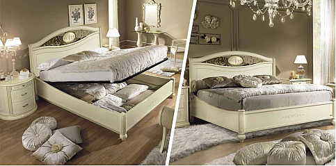 Κρεβάτι διπλό με αποθήκευση Ιταλικό SIENA εκρού (SIENS1) 