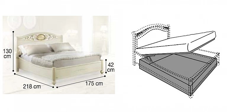 Κρεβάτι διπλό με αποθήκευση Ιταλικό SIENA εκρού (SIENS1) -ΚΡΕΒΑΤΙΑ ΔΙΠΛΑ