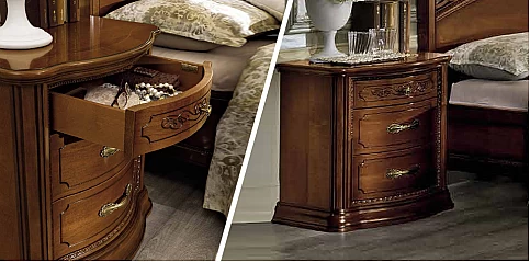 Κομοδίνο σε φινίρισμα καρυδιάς με τρία συρτάρια TORRIANI (TORK1)