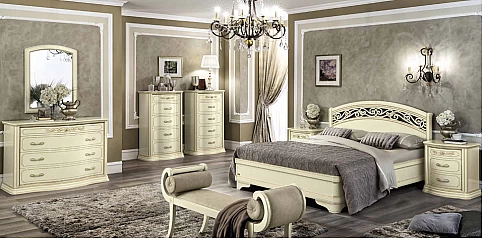 Κρεβάτι διπλό BOTTICELLI σε εκρού πατίνα (TORΑB)