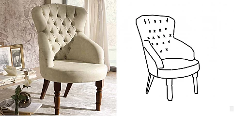 Καπιτονέ πολυθρόνα Ιταλίας φινίρισμα καρυδιάς TORRIANI (TORI)