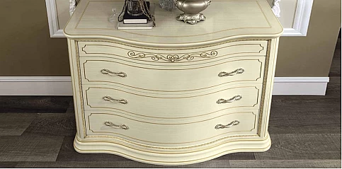 Συρταριέρα δωματίου κουρμπέ εκρού φινίρισμα TORRIANI (TOR2)