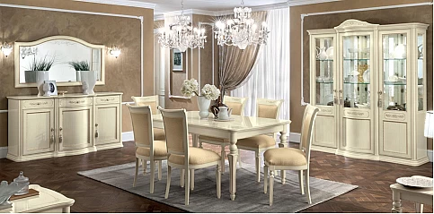 Κλασική βιτρίνα με τρεις πόρτες εκρού πατίνα (TORIAN)