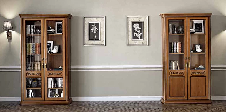 Βιβλιοθήκη γραφείου με δύο πόρτες φινίρισμα καρυδιάς TORRIANI (TOR2) ΒΙΒΛΙΟΘΗΚΗ