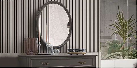 Οβάλ καθρέφτης σε γκρι πατίνα VERDI (VEFU) 