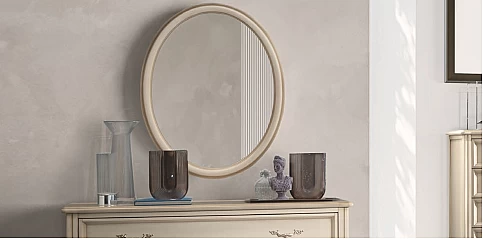 Οβάλ καθρέφτης σε εκρού πατίνα VERDI (VEIV) 