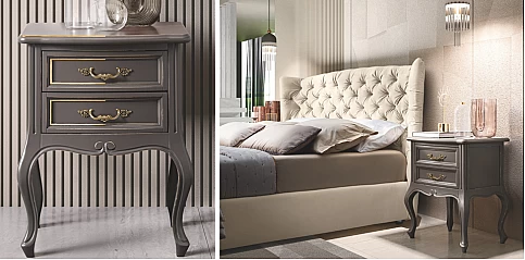 Κλασικό κομοδίνο σε γκρι πατίνα VERDI (VEFU)