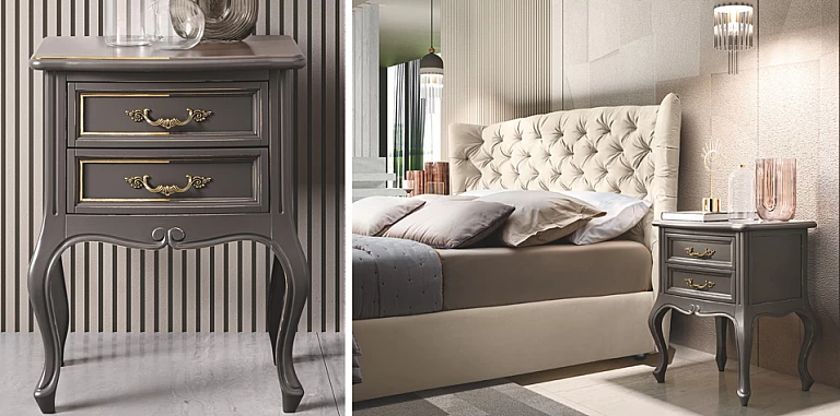 Κλασικό κομοδίνο σε γκρι πατίνα VERDI (VEFU) ΚΟΜΟΔΙΝΑ