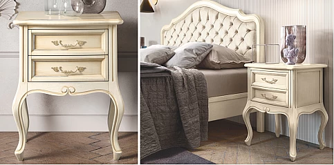 Κλασικό κομοδίνο σε εκρού πατίνα VERDI (VEIV)