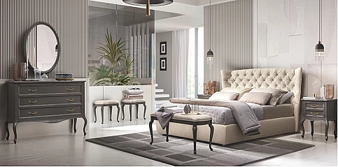 Κλασική συρταριέρα δωματίου σε γκρι πατίνα VERDI (VEFU3)