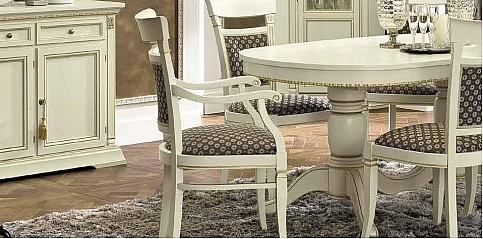 Καρεκλοπολυθρόνα τραπεζαρίας σε λευκή πατίνα TREVISO (TREA)