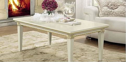 Τραπέζι σαλονιού λευκό σε πατίνα με χρυσό φινίρισμα TREVISO (TREV ASH)