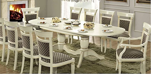 Τραπέζι τραπεζαρίας οβάλ με επέκταση λευκό TREVISO (TREA ASH)