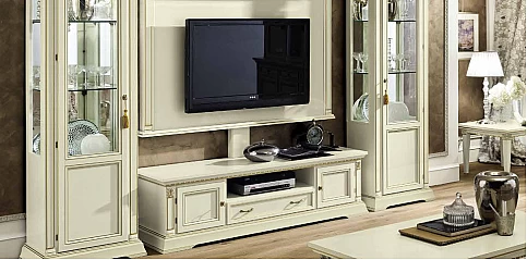 Έπιπλο τηλεόρασης κλασικό σε λευκή πατίνα TREVISO (TREV140 ASH)