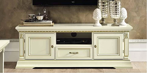 Έπιπλο τηλεόρασης κλασικό σε λευκή πατίνα TREVISO (TREV140 ASH)