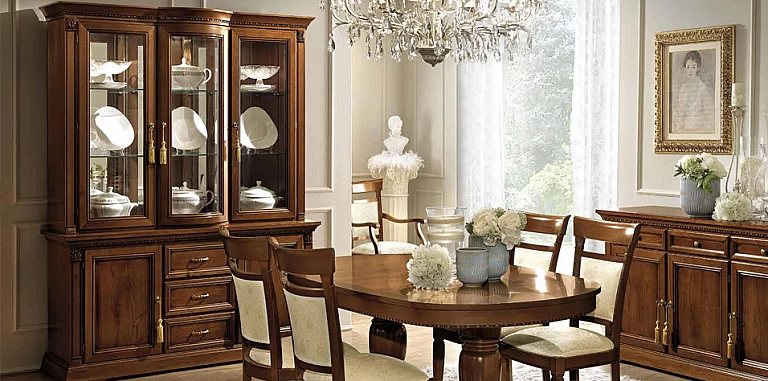 Βιτρίνα κλασική 3 πόρτες και συρτάρια σε κερασιά TREVISO (TRE4) ΒΙΤΡΙΝΑ