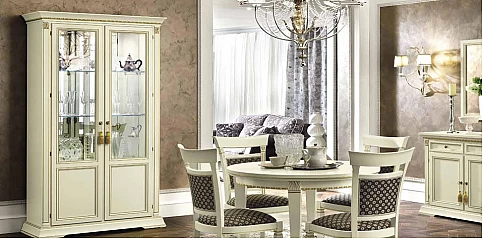 Βιτρίνα κλασική με δύο πόρτες σε λευκή πατίνα TREVISO (TREV ASH)