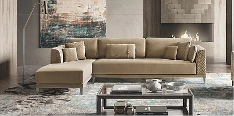 Γωνιακός καναπές μοντέρνος εκρού MOOD (MODI)