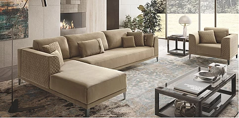 Γωνιακός καναπές μοντέρνος εκρού MOOD (MODI)