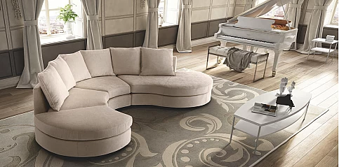 Μοντέρνος μικρός ημικυκλικός καναπές εκρού NEW YORK (NWY04)