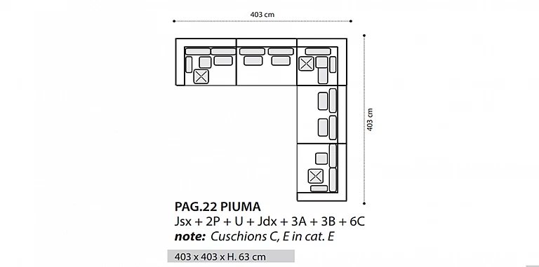 Γωνιακός καναπές μοντέρνος Ιταλικός (PIUMA3) ΓΩΝΙΑΚΟΙ ΚΑΝΑΠΕΔΕΣ
