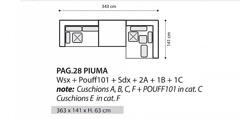Τριθέσιος καναπές πολυμορφικός μοντέρνος (PIUMA6) ΚΑΝΑΠΕΣ ΤΡΙΘΕΣΙΟΣ