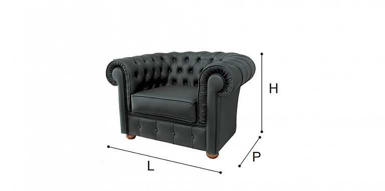 Πολυθρόνα Ιταλίας μαύρη CHESTER (CHES) ΠΟΛΥΘΡΟΝΕΣ ΜΠΕΡΖΕΡΕΣ