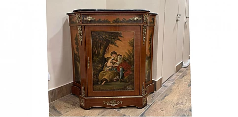 Χειροποίητο μπαγιού με μάρμαρο στυλ Louis Quinze- Έπιπλο εποχής και ελαιογραφία χειρός (3001)