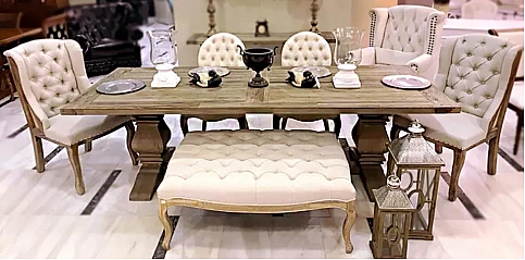 Τραπέζι τραπεζαρίας ρουστίκ σε μασίφ ξύλο (T034)