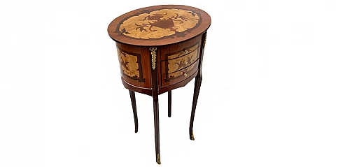 Κλασικό κομοδίνο Λουϊ Κένζ χειροποίητο με μαρκιτερί (0002A)